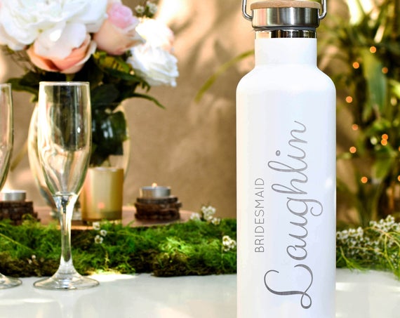 Wedding Party Gifts - Custom Engraved Bottle | Groomsmen and Bridesmaids Gift | 14 Color Choices Available Elemental 25oz Bottles