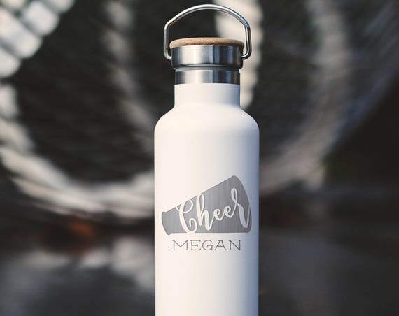 Personalized Cheerleader Name Stainless Steel Water Bottle 25oz | Personalized Athlete Gifts | High School Sports | Cheer Dance Spirit Team