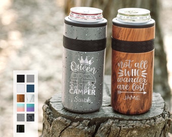 Personalized Can Cooler | Beer Gift Engraved 12oz Elemental Slim Can Cooler | Insulated Beverage Holder, Seltzer Can Cooler, Birthday Gift