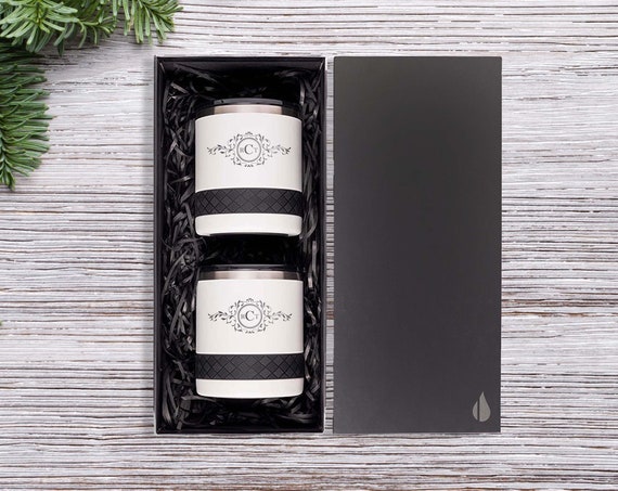 Gift Set for Christmas Set of 2 Personalized 12oz Rocks Lowball Tumbler Monogram Print | Customized Name Initials in the same Color Set