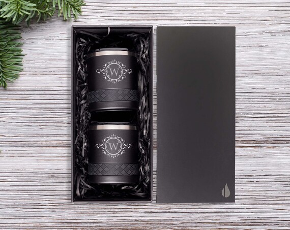 Groomsmen Gift Set - 2pcs Personalized 10oz Lowball Tumblers Monogram | Customized Name Initials in the same Color Set