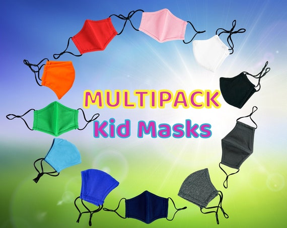 10 pack+ Children Adjustable Masks Washable Reusable with Filter Pocket, Adjustable Ear Loops - Bulk Pricing