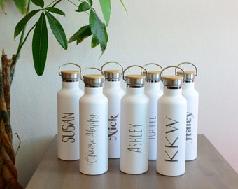 Personalized Stainless Steel Water Bottle - Laser Engraved 25oz Double Walled Vacuum Insulated Bottle