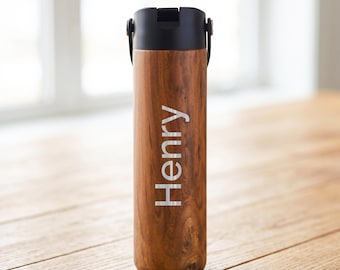 Personalized Stainless Steel Water Bottle with Name | Custom Name Insulated 24oz Leakproof Straw Bottle for School, Travel, Sports & Hiking