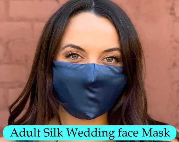 Silken Wedding Adult Face Mask, Soft Face mask for Women and Teens, Bridal Mask 3 Layers with Adjustable Silk Straps and Cotton Inner Side