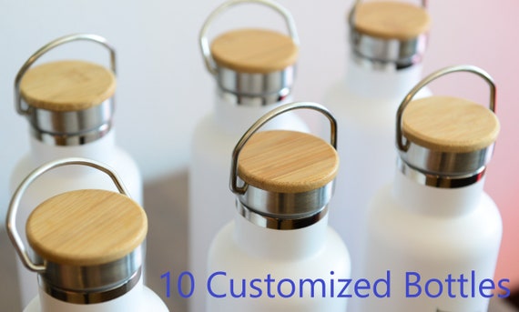 10-Pack Personalized Stainless Steel Water Bottle - Laser Engraved 25oz Double Walled Vacuum Insulated Bottle