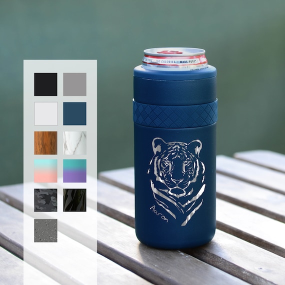 Personalized Can Cozie | Custom Birthday Gift | Engraved 12oz Elemental Slim Can Cooler | Insulated Beverage Holder, Seltzer Can Cooler