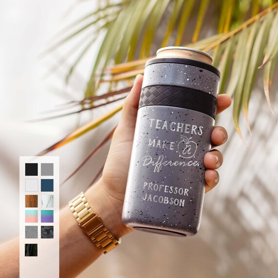 Personalized Beverage Holder | Custom Birthday Gift | Nurse Designs, Doctors, Engraved 12oz Elemental Slim Can Cooler | Insulated Can Cooler