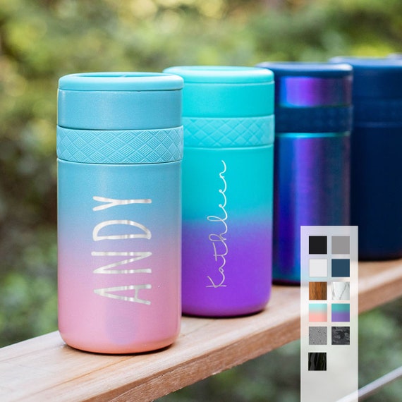 Personalized Slim Can Cooler | Custom Birthday Gift | Engraved 12oz Elemental Slim Can Cooler | Insulated Beverage Holder Can Cooler