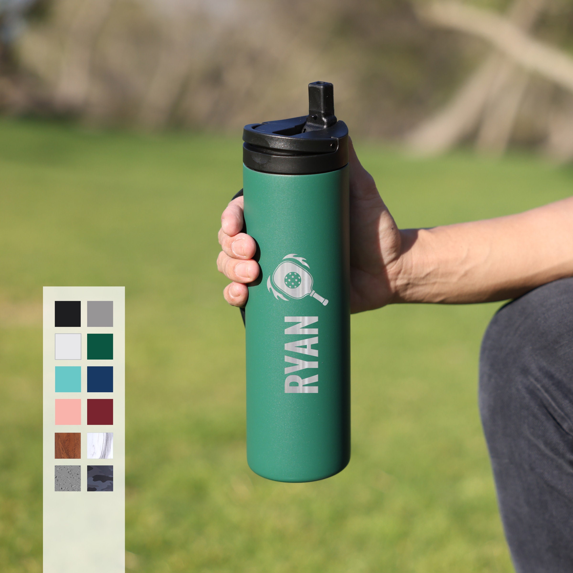 Personalized Water Bottle With Straw Lid, Custom Engraved Water