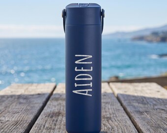 Personalized Fitness Sports Bottle | Custom Name 24oz Stainless Steel Insulated Straw Bottle | Pickleball, Gym & Back to School Gift