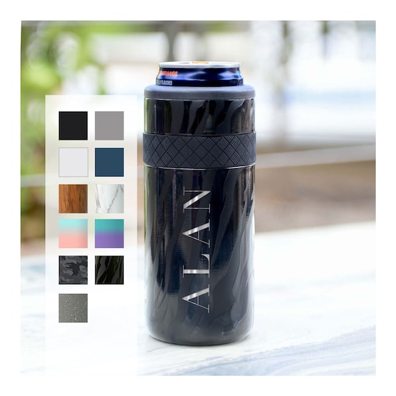 Personalized Slim Can Cooler | Custom Groom Gift | Engraved 12oz Elemental Slim Can Cooler | Insulated Beverage Holder, Seltzer Can Cooler