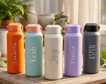 Personalized 40oz Stainless Steel Water Bottle | Custom Laser Engraved Name