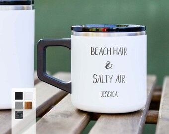 Personalized Insulated Stainless Steel 12oz Traveller's Coffee Mug | Hot & Cold Drink Mug | Outdoor Beach Coffee Cup | Mountain Climbing Mug