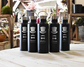Personalized Wedding Bottles | Pack of 6 Bridesmaid & Groomsmen 25oz Insulated Bottle | Custom Wedding Party Gifts, Bridal Party Gift