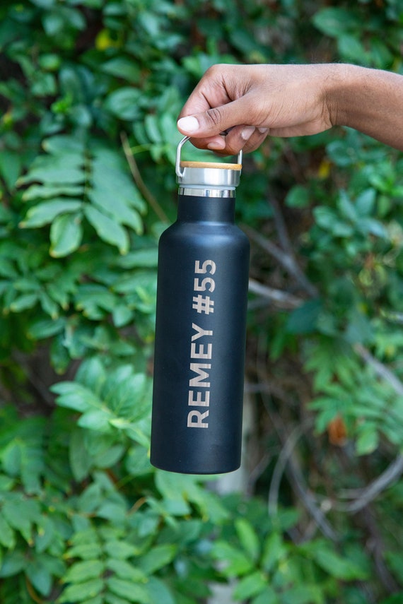 Sport Number and Name Stainless Steel Water Bottle 25oz Birthday Gift | Personalized Athlete Gifts | High School Sports | Soccer, Football