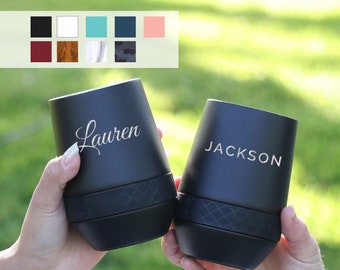 Personalized Stainless Steel 10oz Wine Tumbler | Customized Name Engraved Stemless Wine Tumbler | 9 Hours Cold, 3 hours Hot Wine Tumbler