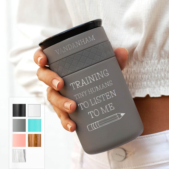 Teacher Personalized Tumbler 12oz with CERAMIC Lid | Best Gift for Coffee Lovers and Teachers, Teaching Appreciation, Funny Quotes