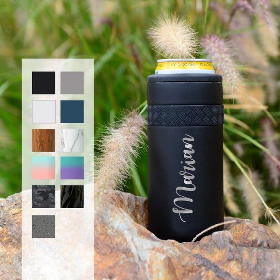 Customized Can Cozie | Custom Birthday Gift | Engraved 12oz Elemental Slim Can Cooler | Insulated Beverage Holder, Seltzer Can Cooler