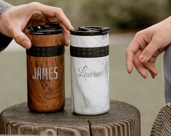 Personalized Leak Proof Commuter Dousip | 2-in-1 Insulated Tumbler with Sip Lid & 12oz Insulated Beverage Slim Can Cooler