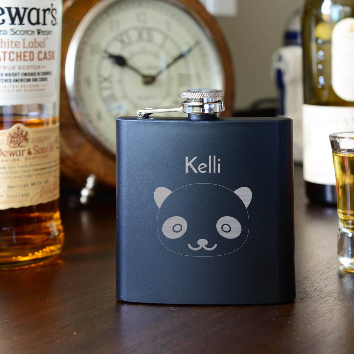 Personalized flask panda bear flask name on flask Etsy