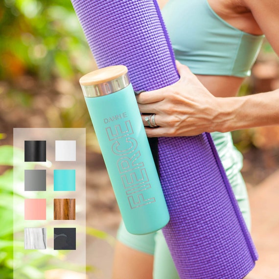Yoga Bottle Personalized Stainless Steel Water Bottle 20oz | Elemental Iconic Insulated Bottes | Best Gift for Fitness Lovers Birthday