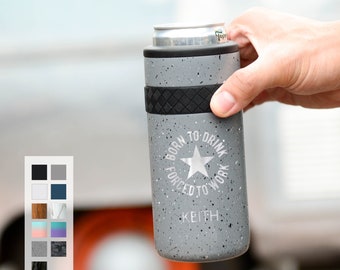 Customized Can Cooler | Beer Gift Engraved 12oz Elemental Slim Can Cooler | Insulated Beverage Holder, Seltzer Can Cooler, Birthday Gift