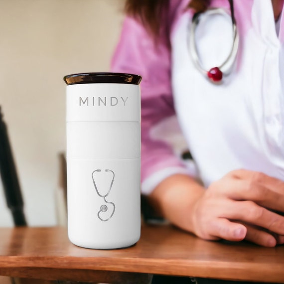 Personalized Doctor Tumbler, Insulated Stainless Steel Coffee Tumbler 16oz with CERAMIC Lid - 6hrs hot | 18 hrs cold | Gift for Nurse