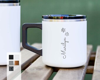 Personalized 12oz Name Initials Stainless Steel Coffee Cup with Handle | Custom Statement Mug | Personalized Retirement Gift | Holiday Gift