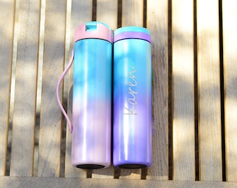 Engraved Water Bottles With Straw Personalized Stainless Steel Water Bottle - Laser Engraved 20oz Sports Lid Insulated Bottle