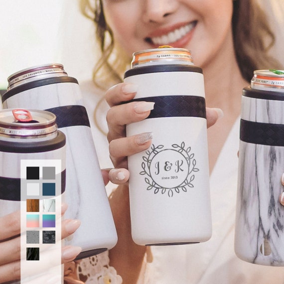 Personalized Wedding Gift 12oz Slim Can Cooler | Bride & Groom Gifts | Soft Drink Lovers | Couple Gift Can Sleeve| Bridal Shower Party Favor