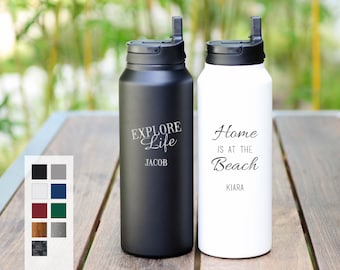 Customized Engraved 32oz Water Bottle | Stainless Steel Coffee Bottle | Cold - 24 hours | Hot - 12 Hours Water Bottle | FREE SHIP