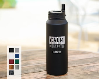 Personalized 32oz Water Bottle | Stainless Steel Double Walled Bottle | Insulated Water Bottle Perfect for Hot and Cold Drink | FREE SHIP