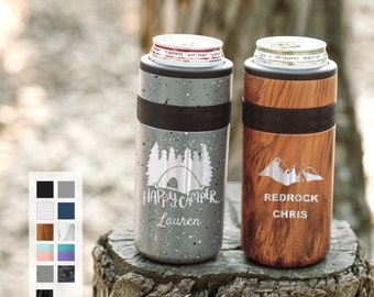 Best Camping Gift Personalized Can Cooler | Engraved 12oz Elemental Slim Can Cooler | Insulated Beverage Holder, Seltzer Can Cooler