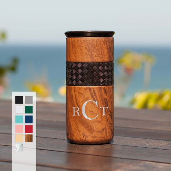 Personalized Custom Monogram Letters Insulated Tumbler 16oz with CERAMIC Lid | Customized Name Initials Iced Coffee Cup