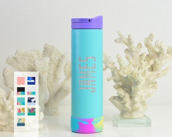 Customizable Fidget Handle Water Bottle with Straw & Lid | Personalized with Name and Logo Insulated Sensory Bottle for Kids and Adults