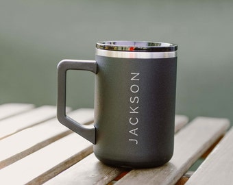 Personalized 16oz  Name Text or Quote Travel Coffee Mug | Birthday Gift | Gift for Him | Gift for Her | Insulated Stainless Steel Camp Mug