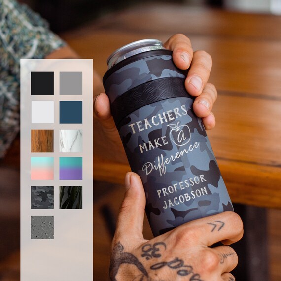 Personalized Beverage Holder | Custom Birthday Gift | Nurse Designs, Doctors, Engraved 12oz Elemental Slim Can Cooler | Insulated Can Cooler