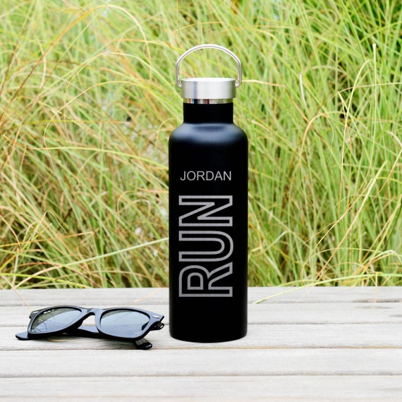 Personalized Insulated Stainless Steel 25oz (750ml) Run Water Bottle | Personalized Tumblers with Name | Workout Bottles | Runner Gift