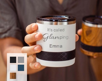 Glamping Rocks Tumbler| Personalized 10oz Lowball Mug | Outdoor Hot & Cold Tumbler | BPA Free Food Grade Mug | Groomsmen Wedding Gift