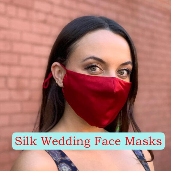 Wedding Face Mask, Silk Mask 3 Layers with Adjustable Silk Straps and Cotton Inner Side - Soft Face mask for Women and Teens - Wedding Masks