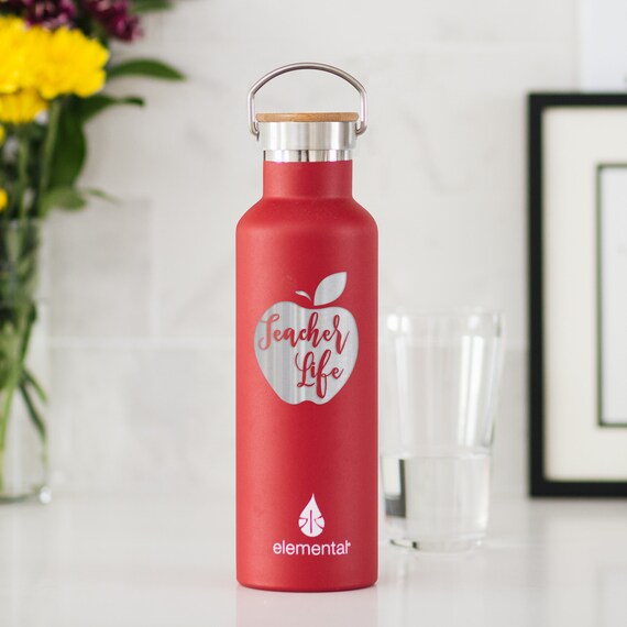 Teachers or Nurses Personalized Water Bottles 25oz Elemental Engraved Name with 10 Designs to choose from