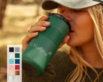 Personalized Insulated Coffee Tumbler 16oz Cup with Ceramic Lid – Keeps Drinks Hot 6hrs | Cold 18hrs – Custom Birthday Gift for Coffee Lover
