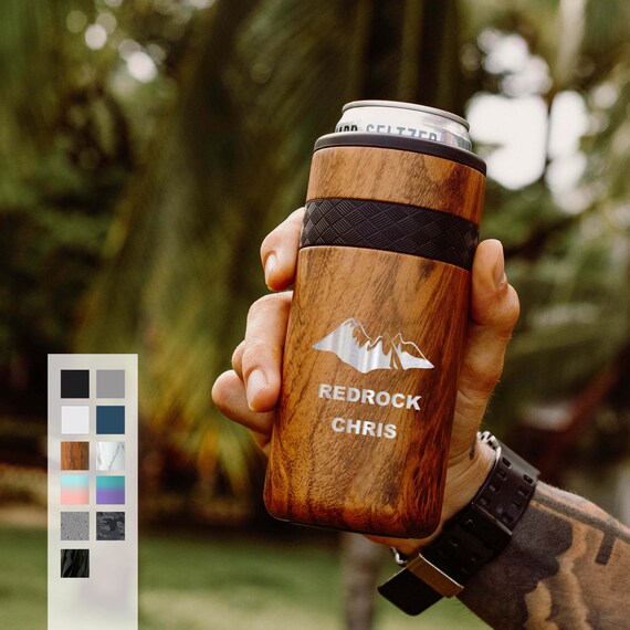 Best Camping Gift Personalized Can Cooler | Engraved 12oz Elemental Slim Can Cooler | Insulated Beverage Holder, Seltzer Can Cooler