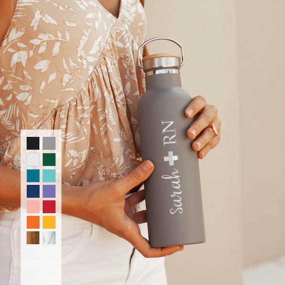 Personalized Nurse Gift Insulated Stainless Steel 25oz Water Bottle - 12hrs hot | 24 hrs cold | Custom Gift for Doctor | RN | Birthday Gift