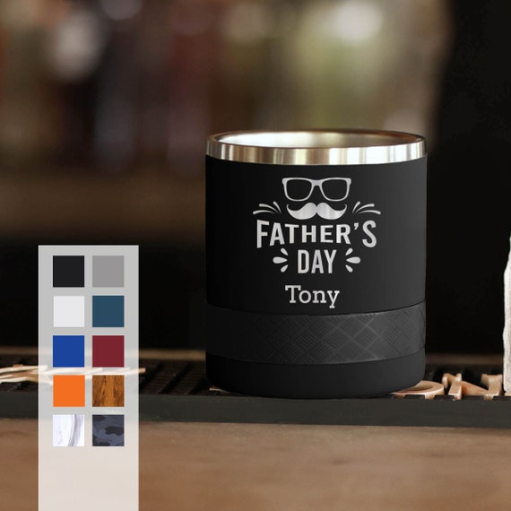 Personalized Father's Day Rocks Tumbler | 10oz  Laser Engraved Lowball Tumbler | Best Fathers Day Gifts from Kids