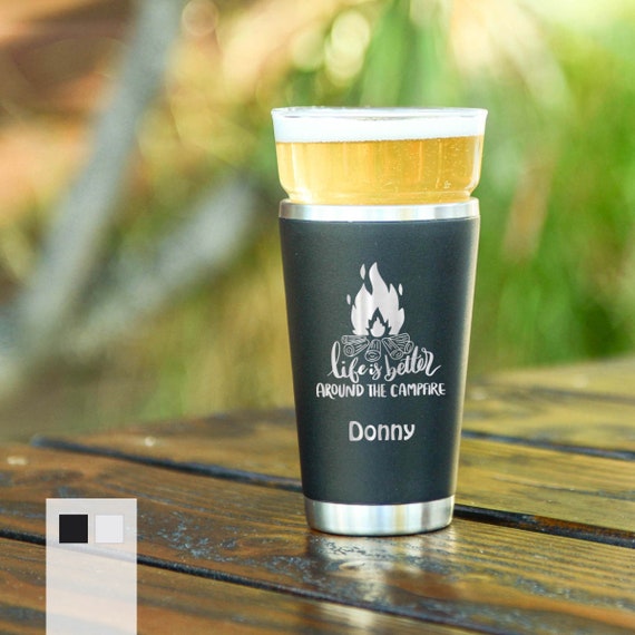 Personalized Triple-Layer Vacuum Sealed Beer Pint Glass | Home Brew Gift | Home Bar Gift | Engraved Beer Glass | Gift for Dad & Husband