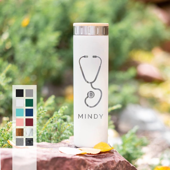 Personalized Bottles Nurse Designs 20oz Water Bottle | Engraved Custom Water Bottle | Hot or Cold Insulated Reusable Bottle Nurse Gift Ideas