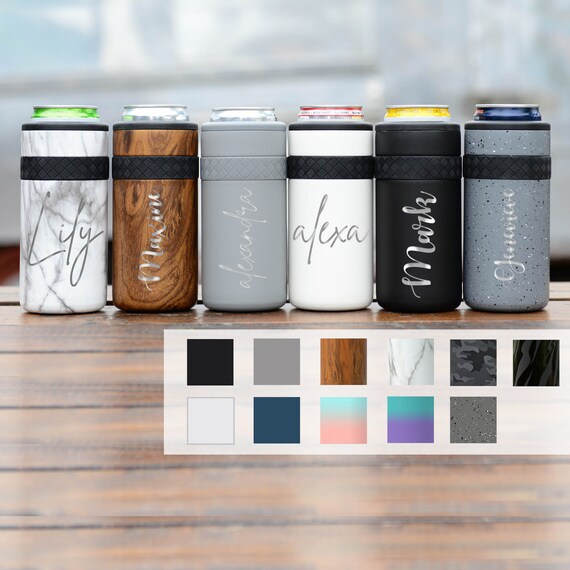 Customized Can Cooler | Custom Birthday Gift | Engraved 12oz Elemental Slim Can Cooler | Insulated Beverage Holder, Seltzer Can Cooler