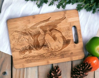 Gryphon cutting board engraved bamboo | Alice Wonderland griffin cutting board | kitchen cook gift | unique cutting board | book reader gift